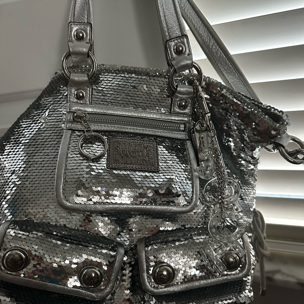 Coach Silver Sequin Shoulder Bag